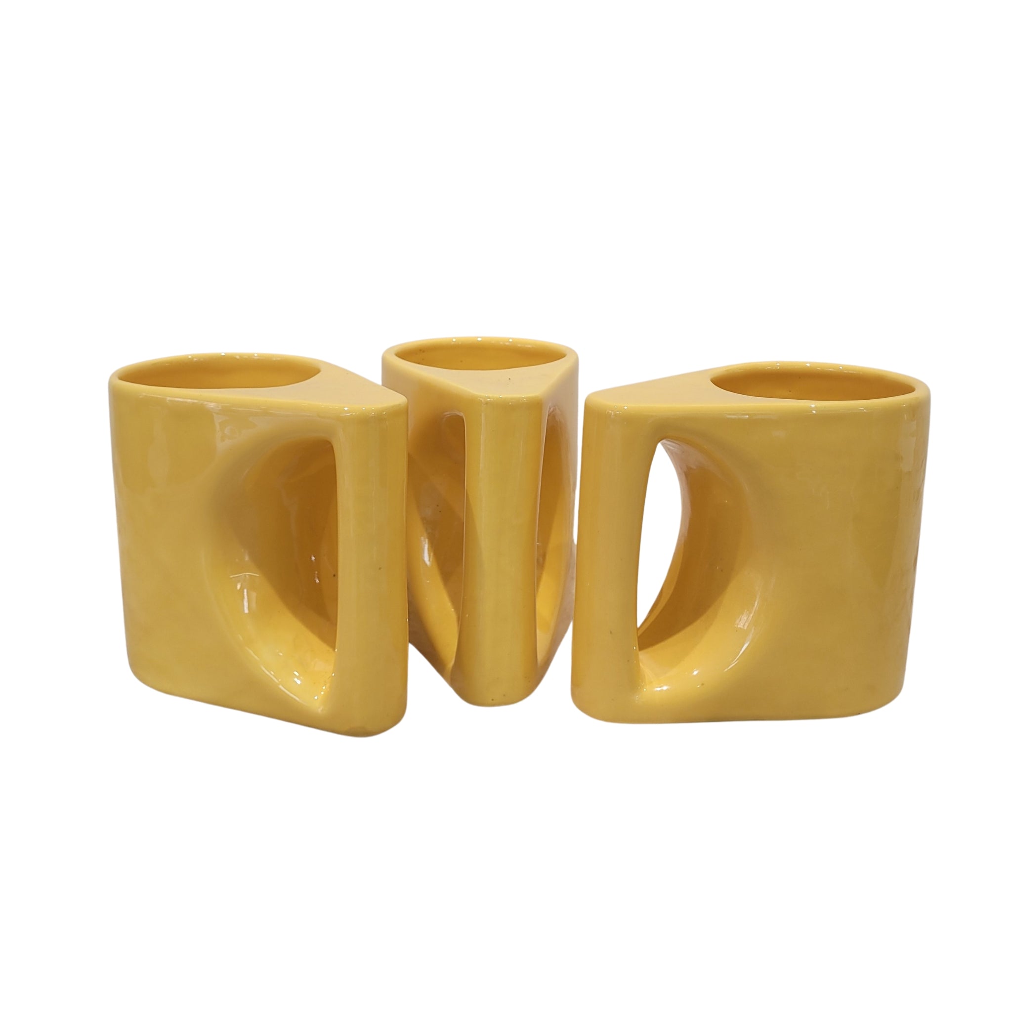 (3) Jarra / Jarrón cerámica amarilla, s. XXI – Francia