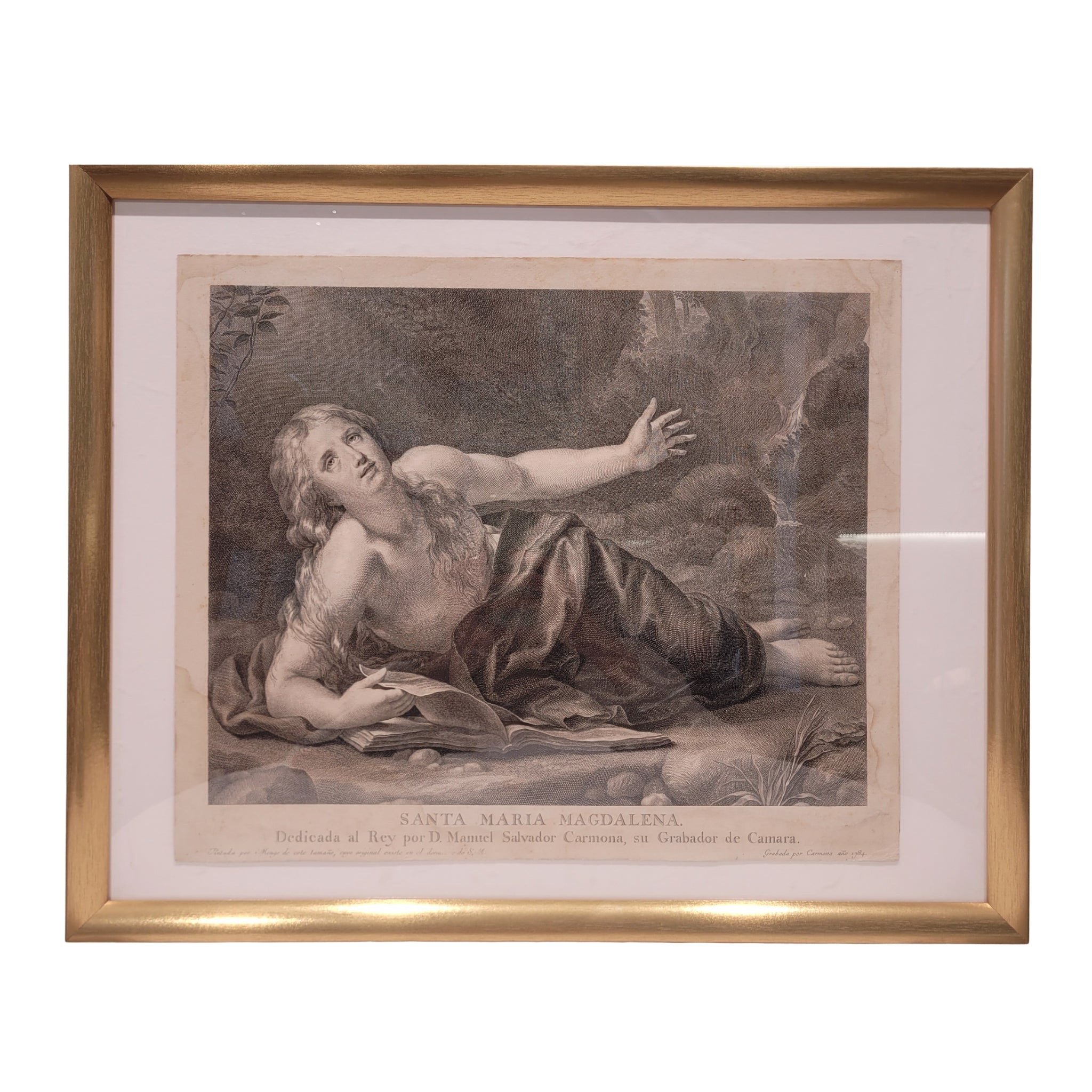 Grabado “Santa María Magdalena” Manuel Salvador Carmona, siguiendo a Mengs, Neoclasicismo, 1784 – España