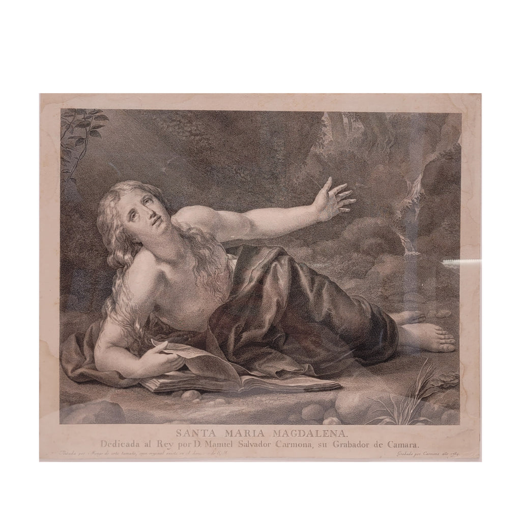 Grabado “Santa María Magdalena” Manuel Salvador Carmona, siguiendo a Mengs, Neoclasicismo, 1784 – España