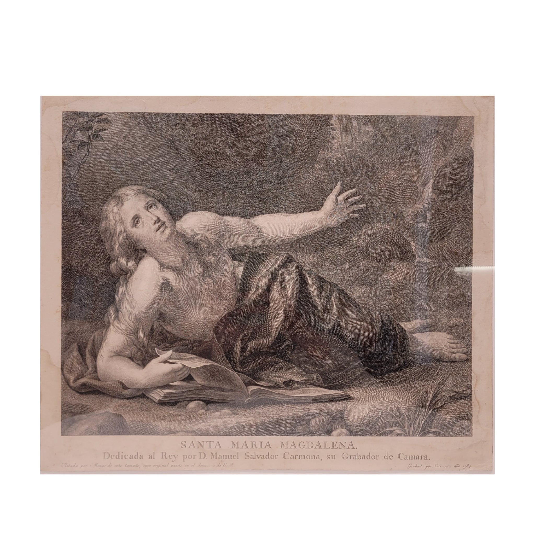 Grabado “Santa María Magdalena” Manuel Salvador Carmona, siguiendo a Mengs, Neoclasicismo, 1784 – España