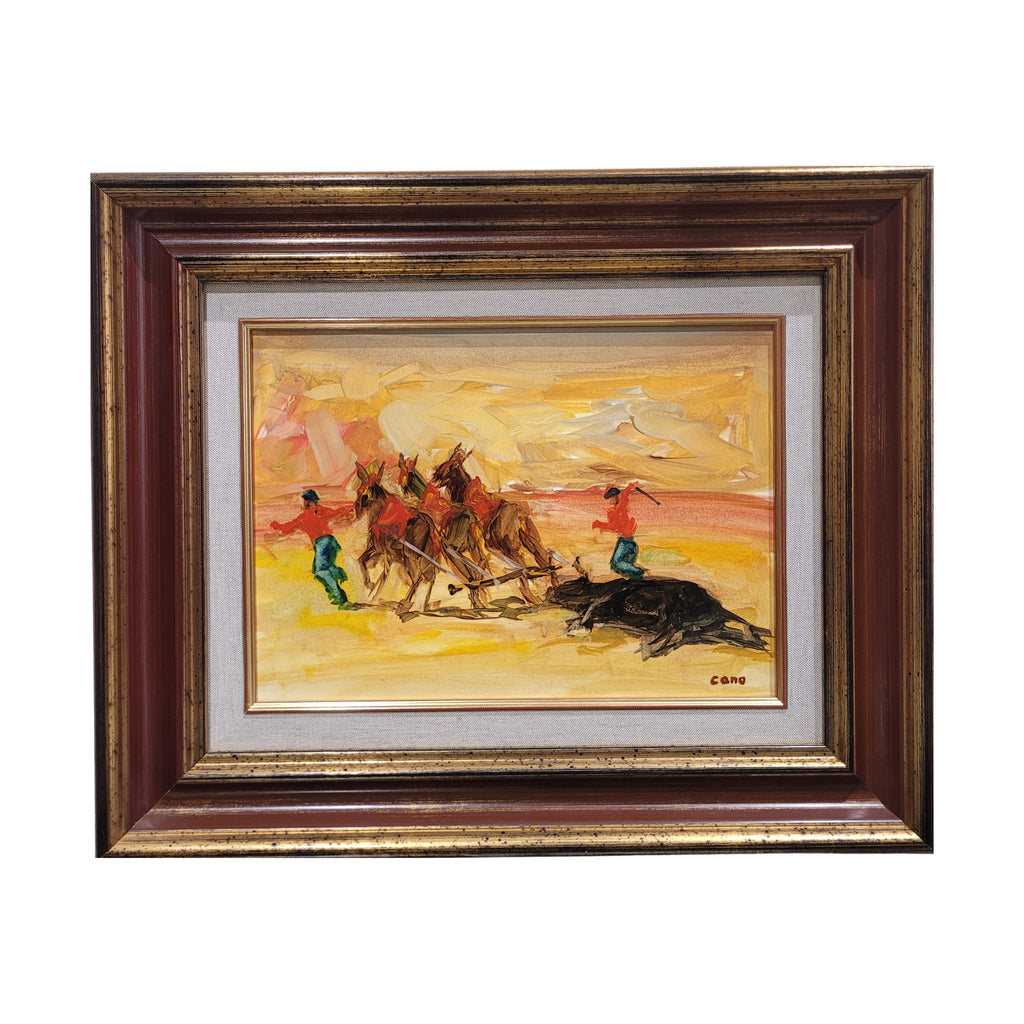 Óleo sobre cartón “El arrastre del toro” Félix Cano, 1993 - Valladolid, España