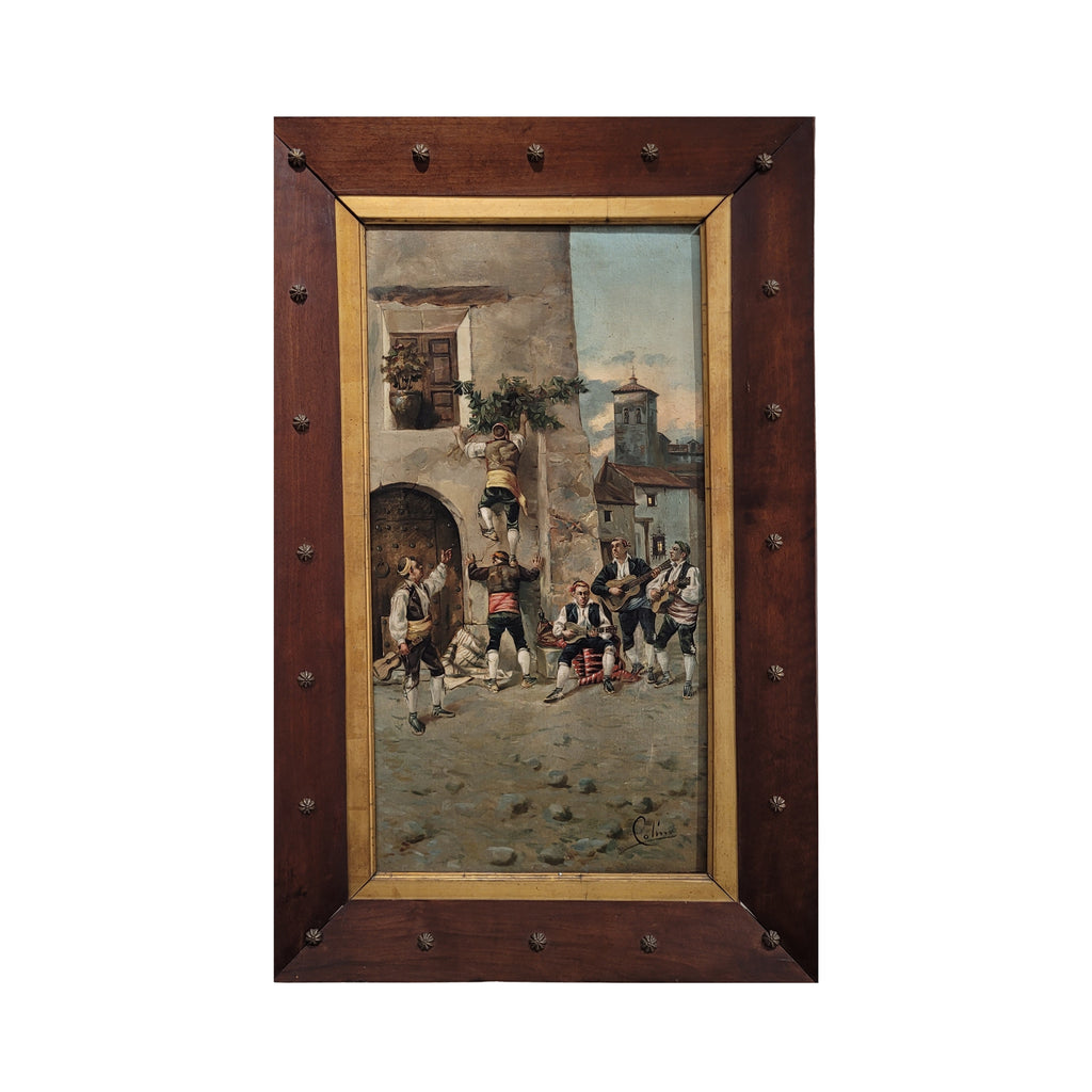 Óleo sobre lienzo “Los baturros de Aragón”, Costumbrismo, f. s. XIX – pps. s. XX - España