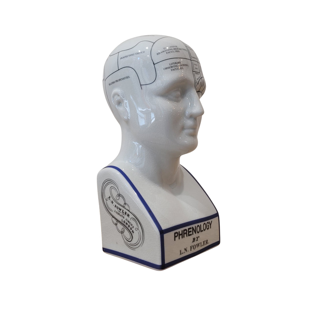 Busto frenológico ”L. N. Fowler”, Authentic Models, Porcelana esmaltada, c. 1990 – Países Bajos