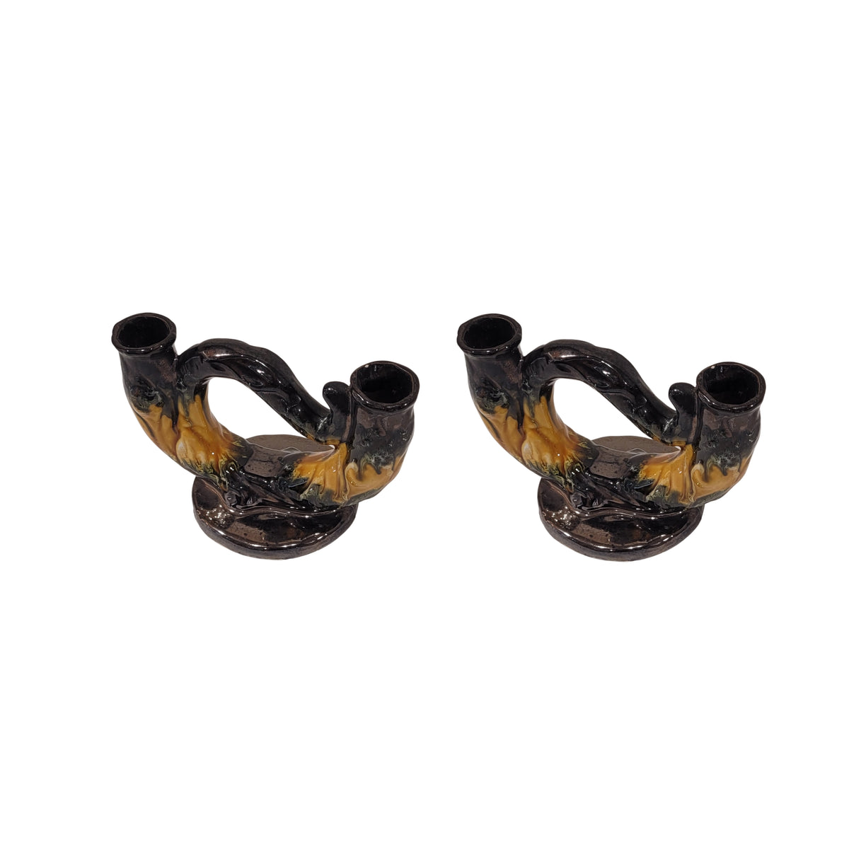 Pareja Candelabros / Portavelas, Cerámica de Vallauris, siglo XX – Francia