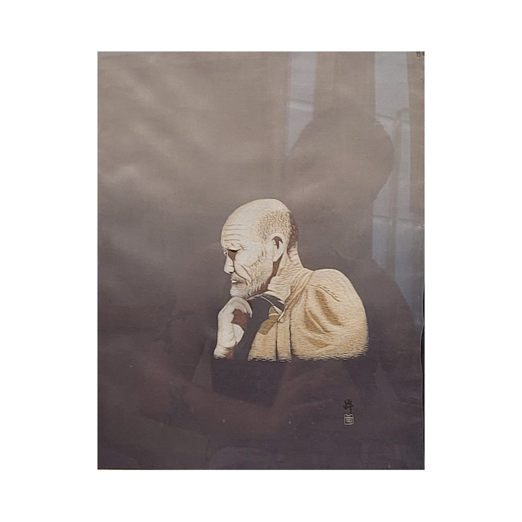 Seda bordada “Retrato de pensador”, Realizado para la Exportación, Periodo Meiji, s. XX – Japón