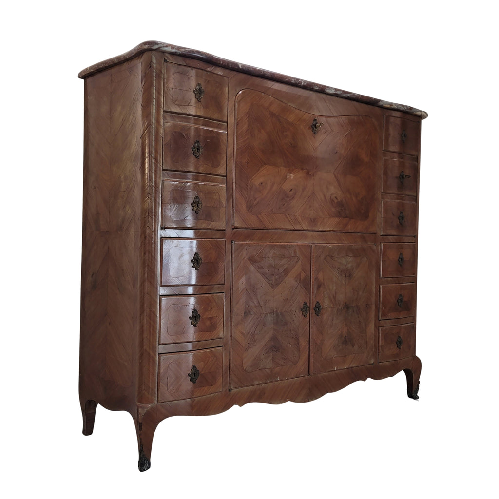 Secreter / Bureau estilo Transición, Marquetería y mármol, siglo XX – Francia