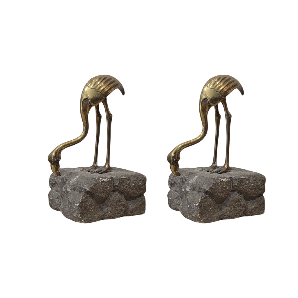 Pareja Flamencos Art Déco, Bronce dorado, Bronces de Arte Zumel, hacia 1940 - España