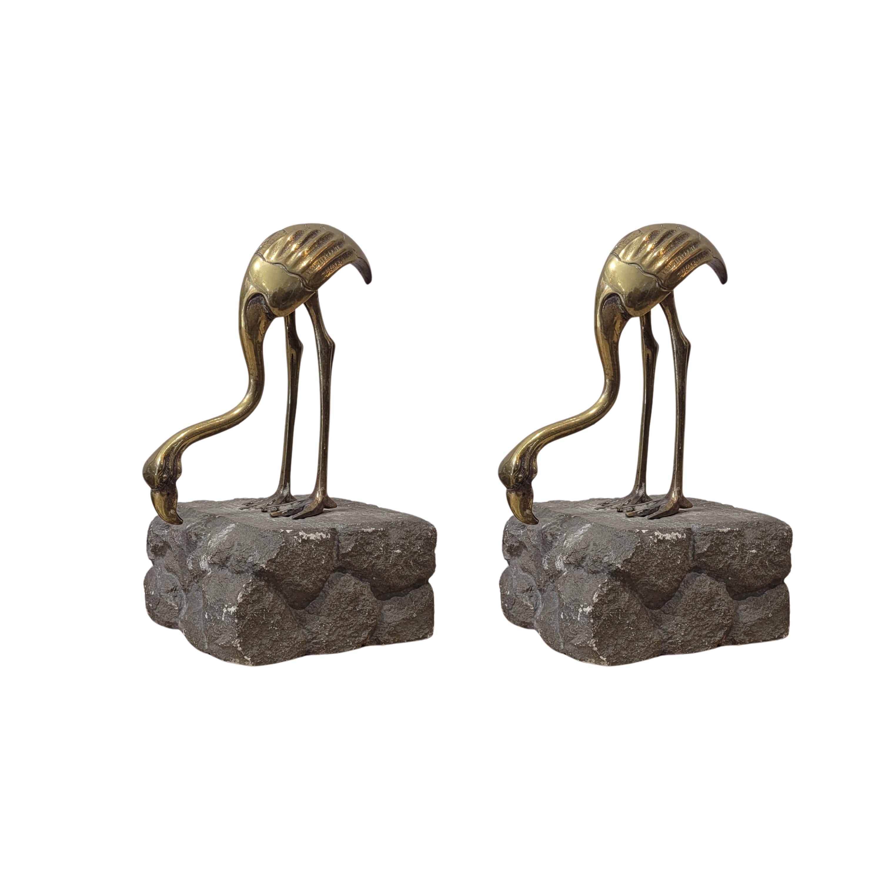 Pareja Flamencos Art Déco, Bronce dorado, Bronces de Arte Zumel, hacia 1940 - España