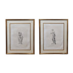 Pareja grabados clasicistas Auguste Boucher-Desnoyers “Amor y Psique” y J. B. R. U. Massard “Venus de Médici”, Neoclasicismo, s. XIX – Francia