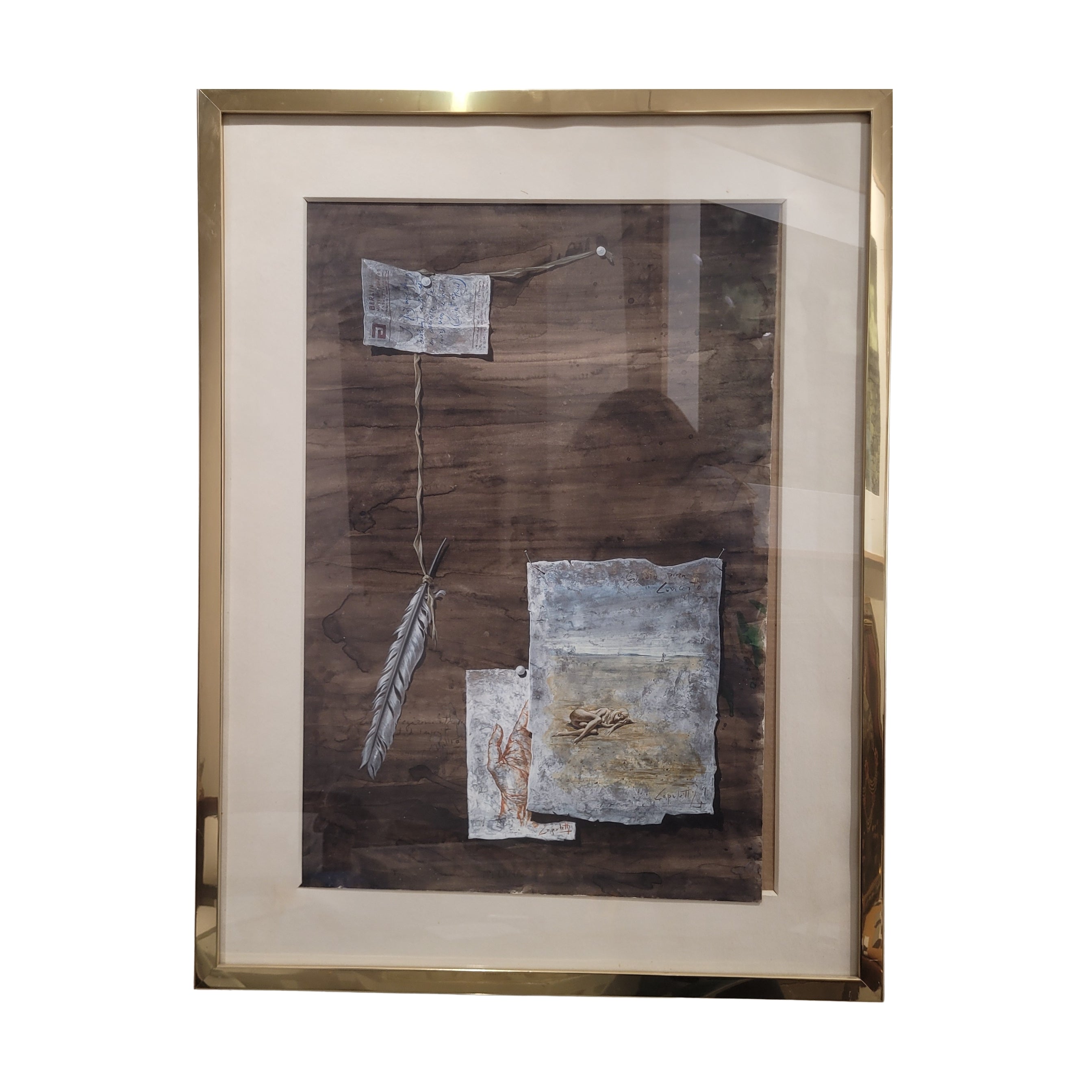 Acuarela ”Bodegón / Estudio”, José Manuel Capuletti, Surrealismo, s. XX - España