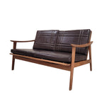 Sofá Mid-century escandinavo, Madera de haya y tapizado de cuero, años 70 - Países Escandinavos