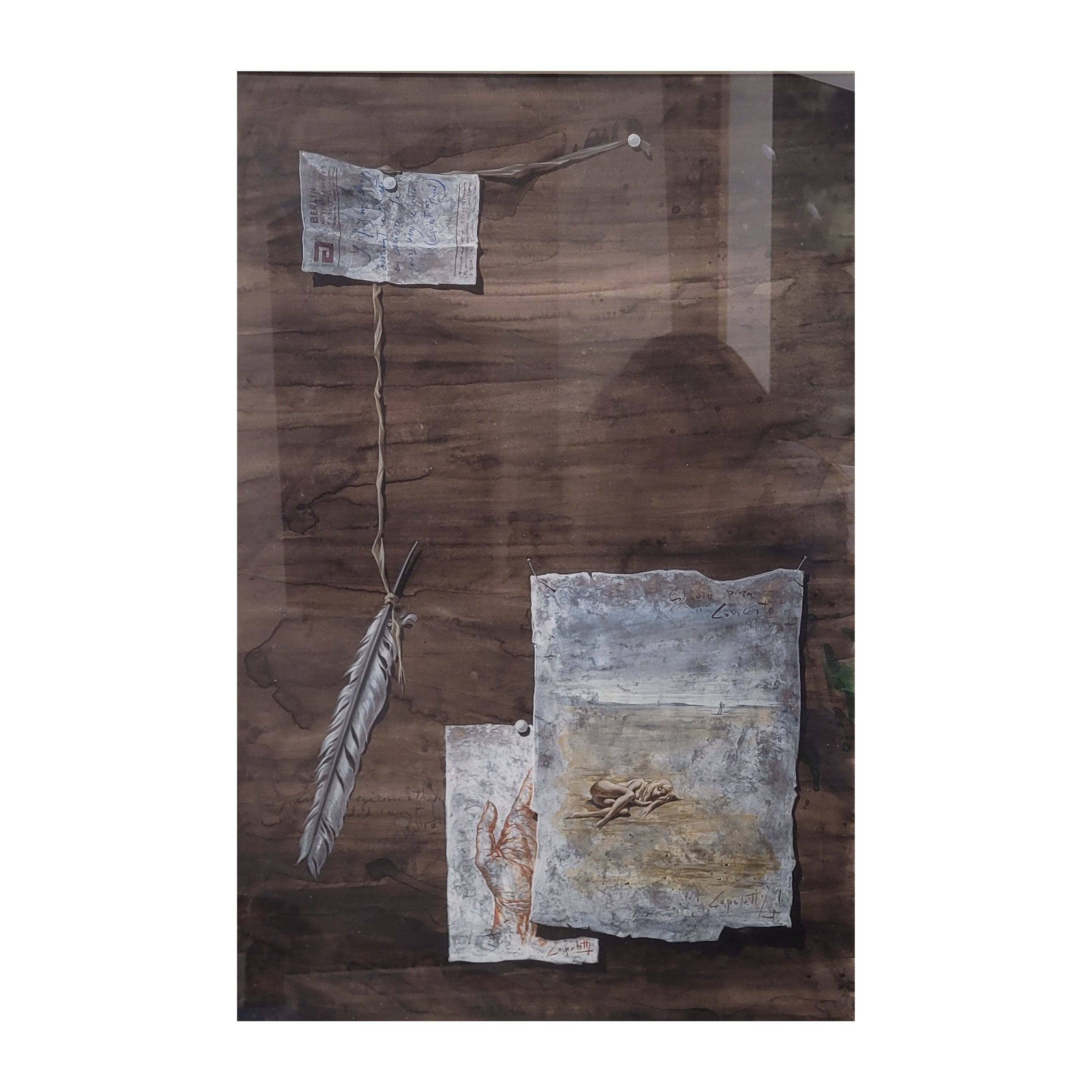 Acuarela ”Bodegón / Estudio”, José Manuel Capuletti, Surrealismo, s. XX - España