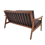 Sofá Mid-century escandinavo, Madera de haya y tapizado de cuero, años 70 - Países Escandinavos