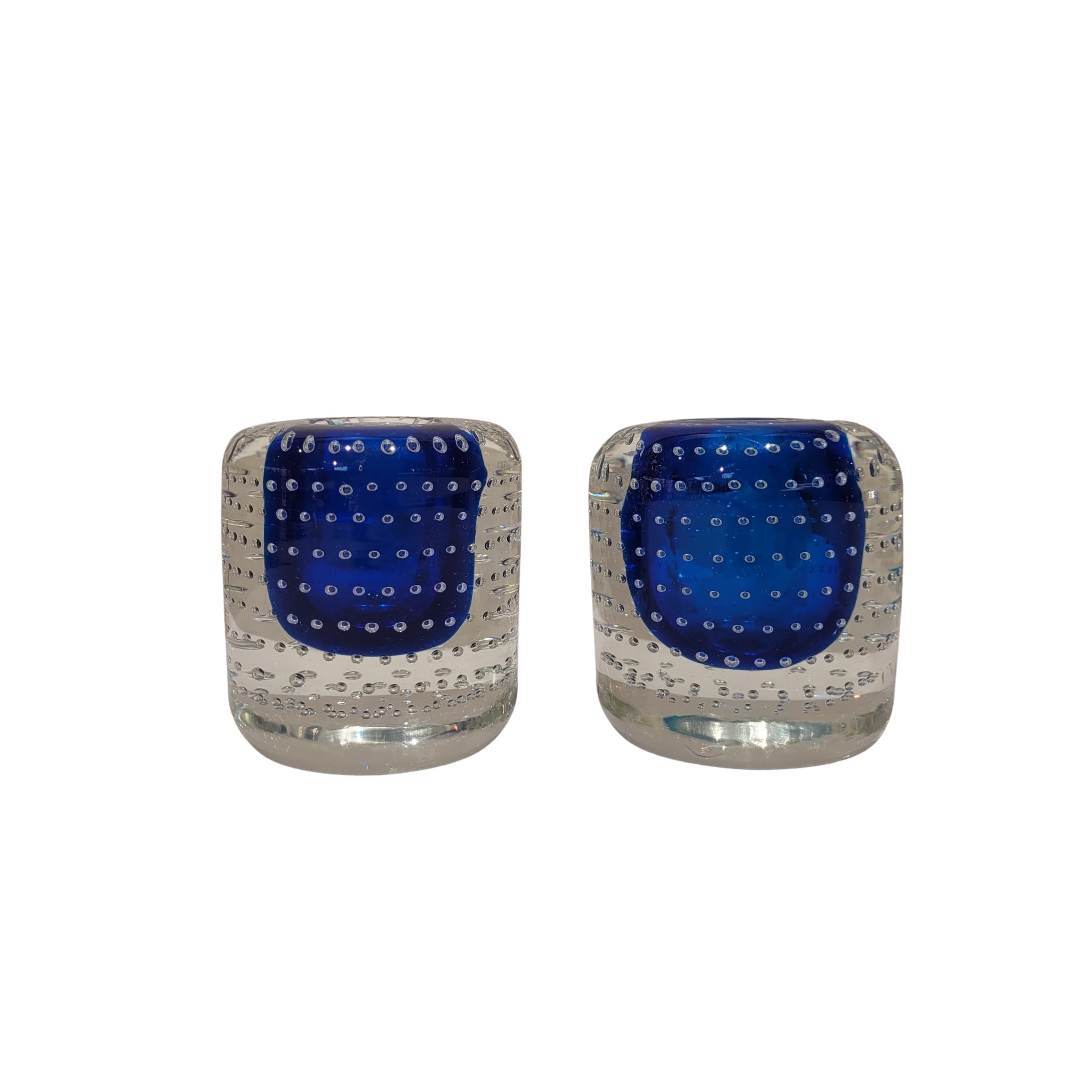 Pareja Candeleros / Portavelas, Cristal de Murano, Vintage, 70’s – Italia