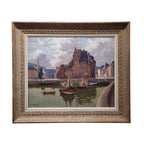Óleo sobre lienzo “El puerto de Honfleur con la Lieutenencia” Olivier Sery, ca. 1940 – Francia