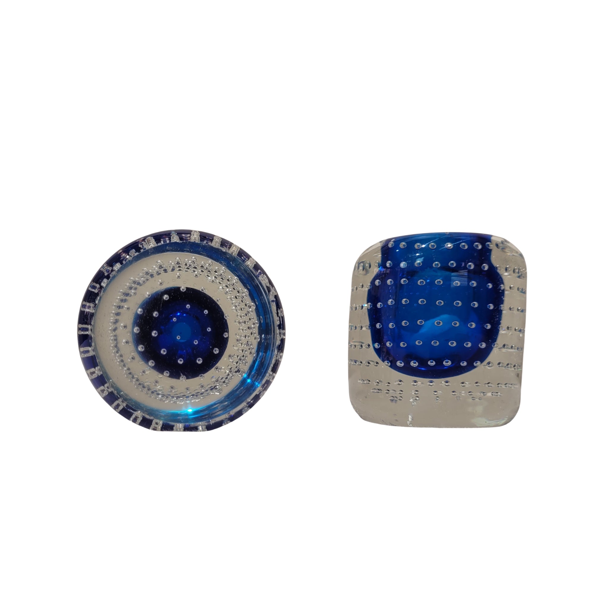 Pareja Candeleros / Portavelas, Cristal de Murano, Vintage, 70’s – Italia