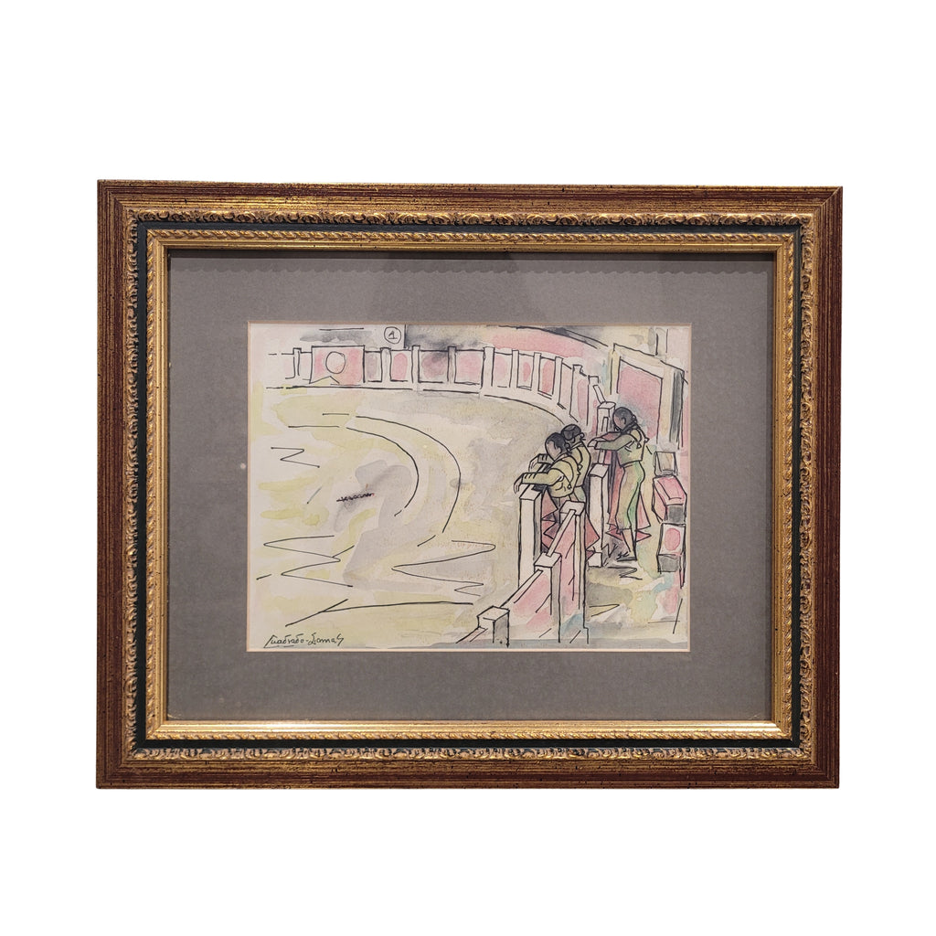 Acuarela ”Plaza de toros” Félix Cuadrado Lomas, s. XX - Grupo Simancas