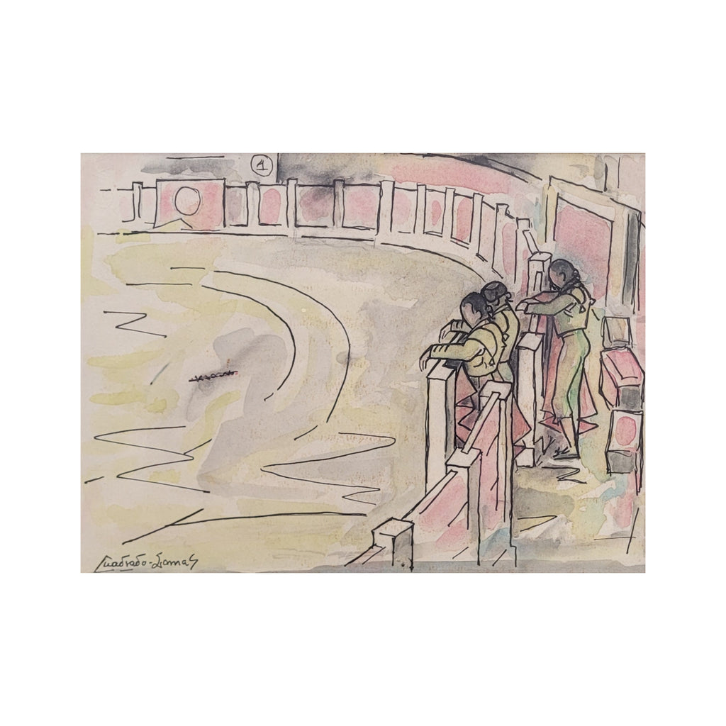 Acuarela ”Plaza de toros” Félix Cuadrado Lomas, s. XX - Grupo Simancas