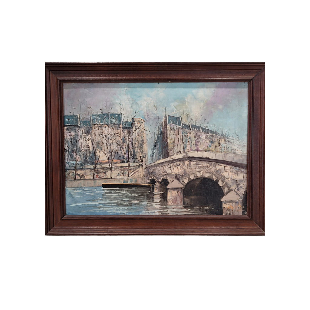 Óleo sobre lienzo ”Vista del Sena y Pont Mary”, Postimpresionismo, s. XX - Francia