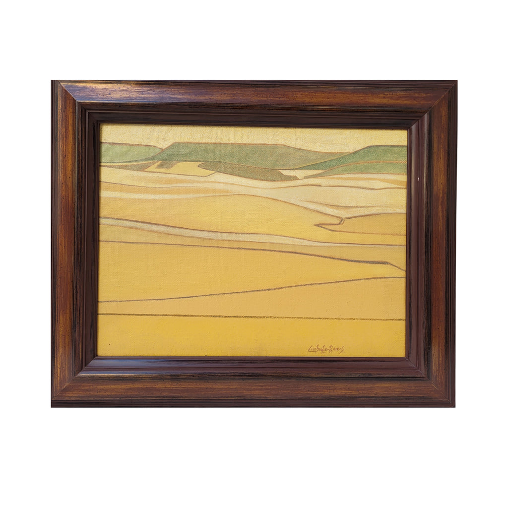 Óleo sobre lienzo “Paisaje amarillo con cerros” Félix Cuadrado-Lomas - Valladolid Grupo Simancas
