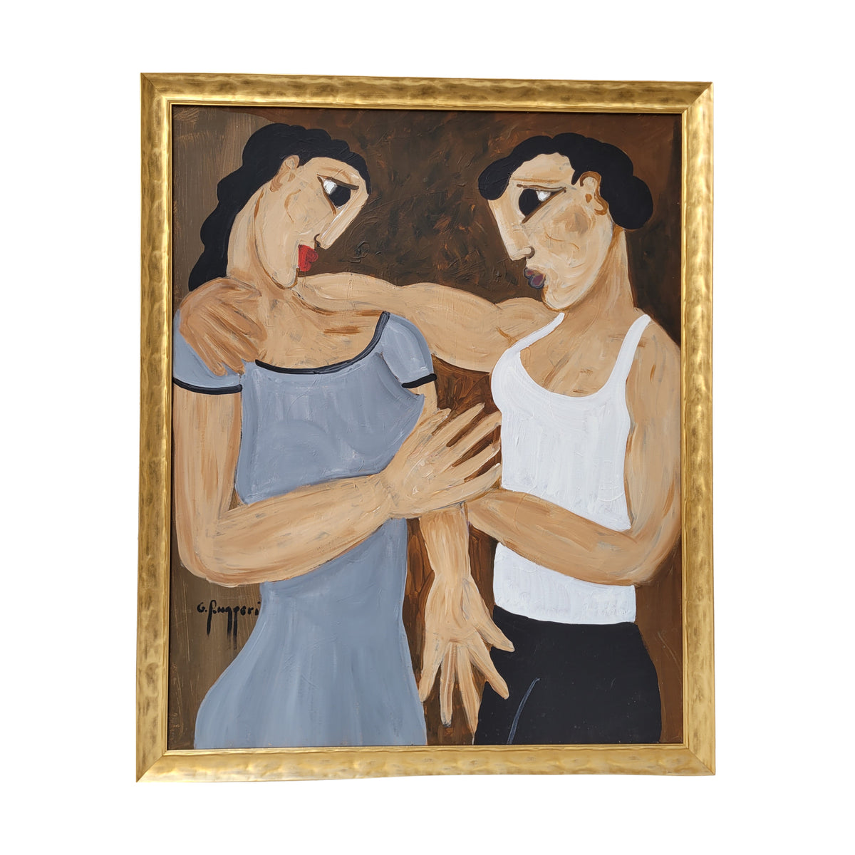 Óleo sobre lienzo “La amistad” Gino Ruggeri, Arte contemporáneo, s. XXI - Francia