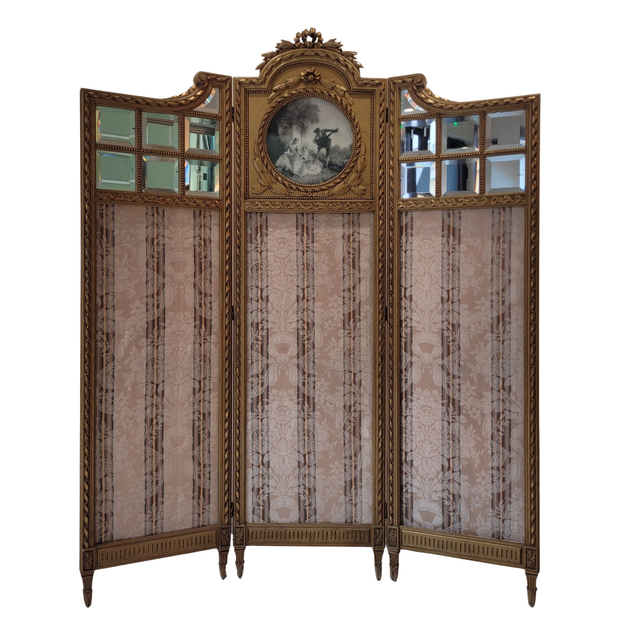 Biombo Napoleón III, Madera dorada, f. s. XIX – Francia