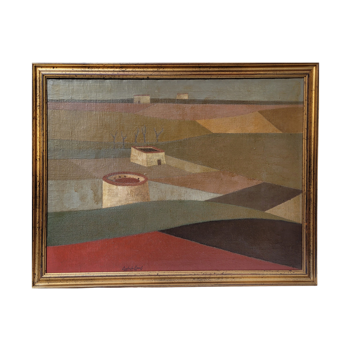 Óleo sobre lienzo “Paisaje con palomares” Félix Cuadrado-Lomas - Valladolid Grupo Simancas