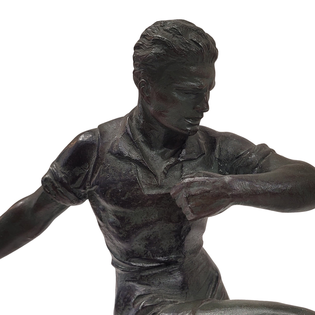 Escultura "Futbolista de la Copa del Mundo”, Art déco, Bronce, década de 1940 - Francia