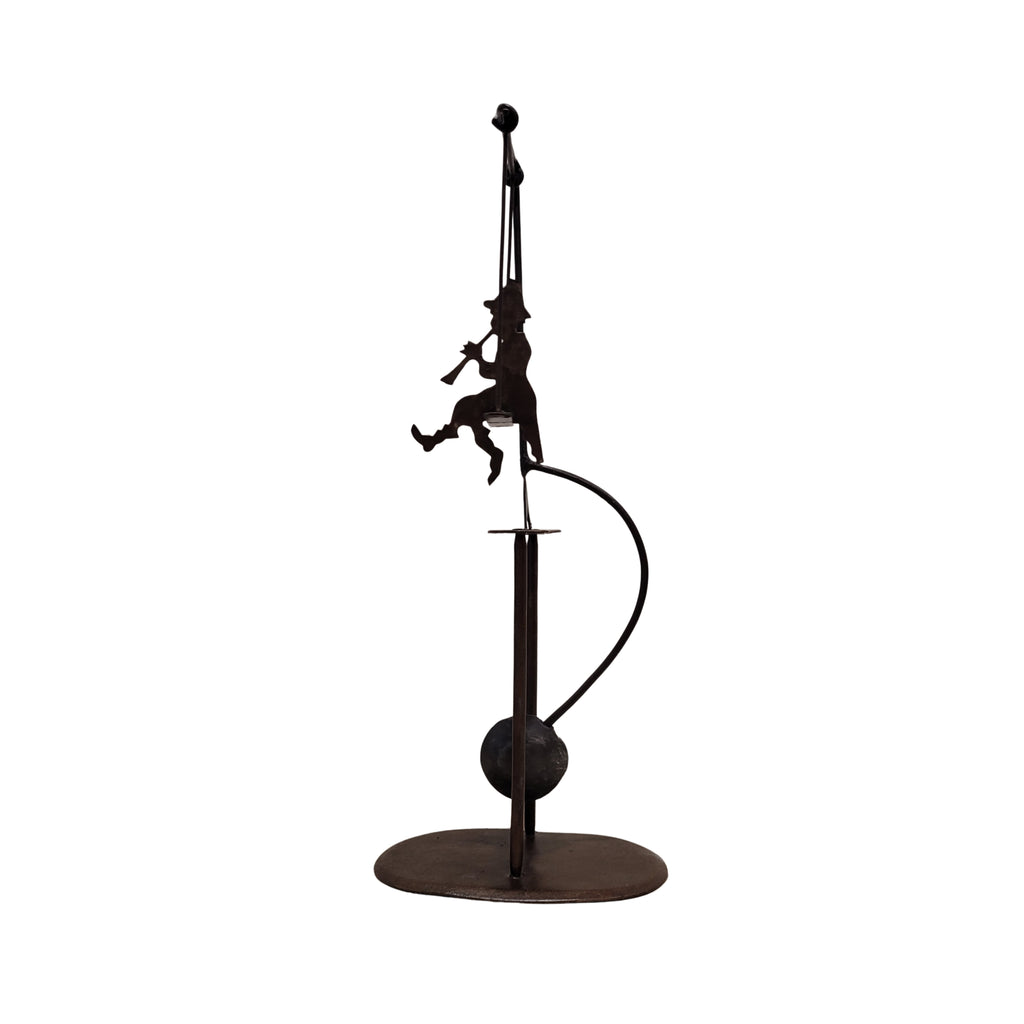 Juguete de equilibrio / Tentetieso "Flautista en columpio", Hierro, pps. siglo XX – Francia