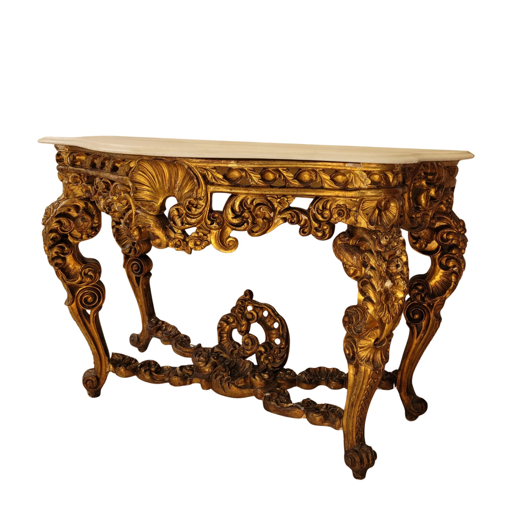 Consola isabelina, Madera tallada y mármol, ca. 1850-1915 – España