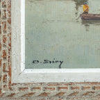 Óleo sobre lienzo “El puerto de Honfleur con la Lieutenencia” Olivier Sery, ca. 1940 – Francia