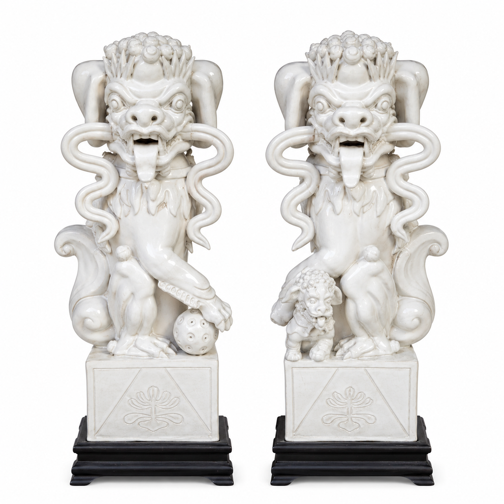 Pareja León de Foo (Fo o Shizi) Cerámica vidriada, Dinastía Qing, s. XIX - China